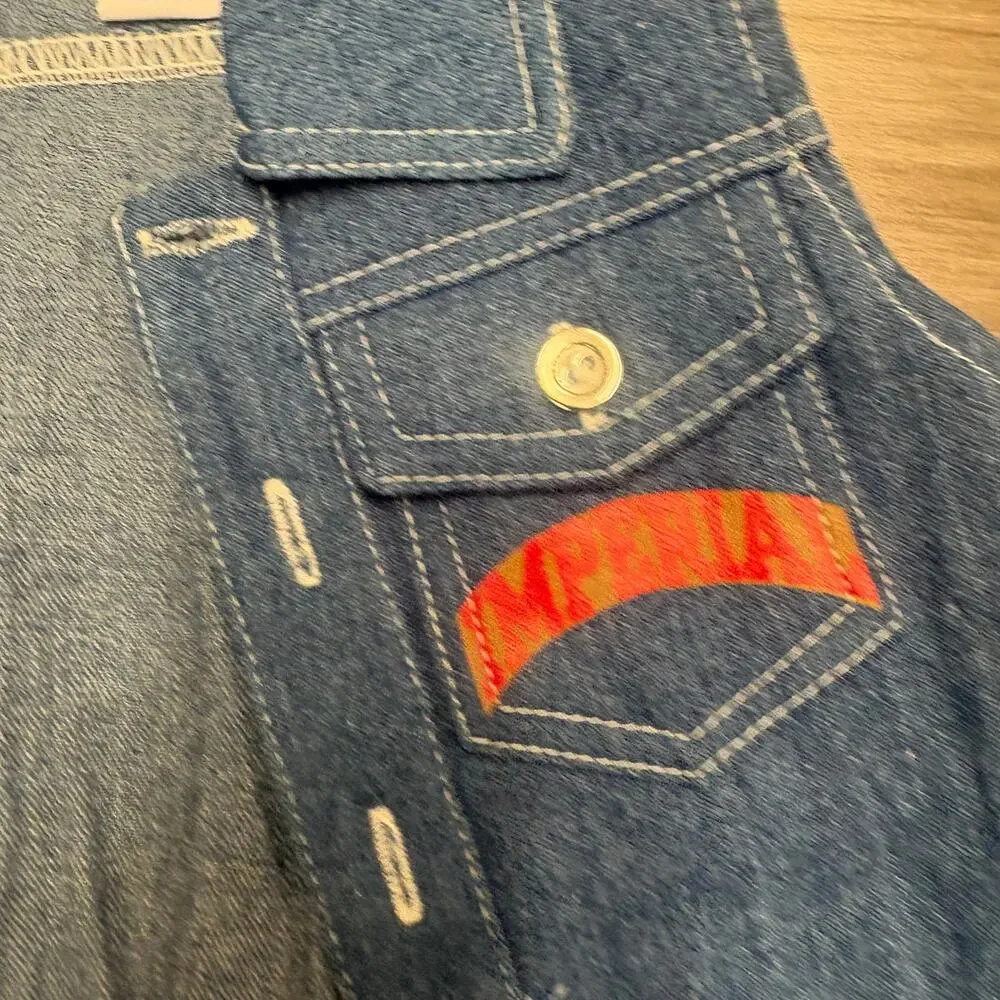 Vintage Little By Little Denim Romper & Vest Set 0 to 6M